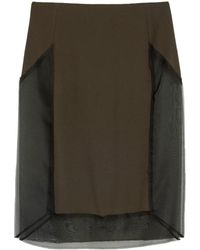 Ami Paris - Falda Recta Con Panel De Tul - Lyst