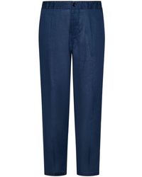 Franzese Collection - Navy Linen Straight Trousers - Lyst