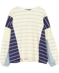 Bimba Y Lola - Ivory Multi-Striped Oversize T-Shirt - Lyst