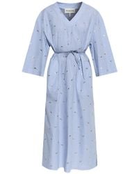 Munthe - Byrus Stripe-Pattern Bird-Print Midi Dress - Lyst