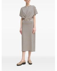 MARC AUREL - Striped Midi Dress - Lyst