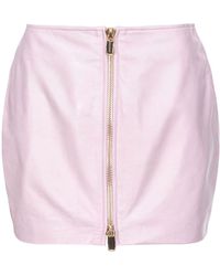 Pinko - Mini Skirt In Laminated Vintage Leather - Lyst