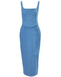 Carolina Herrera - Polka-Dot Corseted Pencil Dress - Lyst