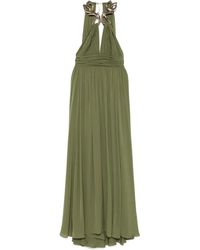 Elie Saab - メタリックネック シルクマキシドレス - Lyst