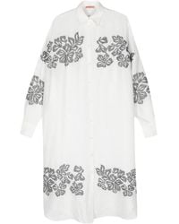 Ermanno Scervino - Floral-Embroidered Linen Shirt Dress - Lyst