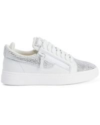 Giuseppe Zanotti - Gz94 Rhinestone-Embellished Leather Sneakers - Lyst