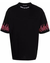 Vision Of Super - Flames-Print Cotton T-Shirt - Lyst