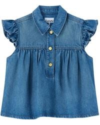 Ganni - Denim Top - Lyst