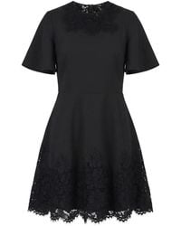 Valentino Garavani - Lace-Trimmed Flared Dress - Lyst