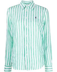 Polo Ralph Lauren - Chemise rayée en lin à logo brodé - Lyst