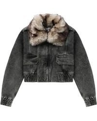 VAQUERA - Cropped Denim Bomber Jacket - Lyst