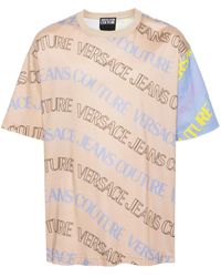 Versace - T-shirt Met Colourblocking En Logoprint - Lyst