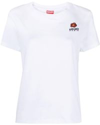 KENZO - Camiseta de algodón con logo bordado - Lyst