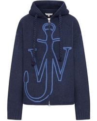 JW Anderson - Zip-Up Hoodie With Contrasting Anchor Logo - Lyst