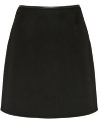 Yves Salomon - Leather-Trimmed Wool Skirt - Lyst