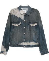Doublet - Fleece-Trim Faded Denim Jacket - Lyst
