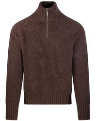 Diana Studio - Gerippter Troyer Pullover Mit Kurzem Reißverschluss - Lyst