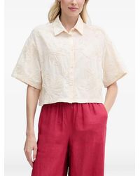 Benetton - Embroidered Cropped Shirt - Lyst
