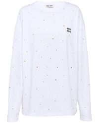 Miu Miu - Diamante Long-sleeved T-shirt - Lyst