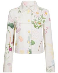 Oscar de la Renta - Botanical-Print Denim Jacket - Lyst