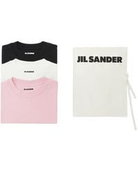 Jil Sander - Drie T-Shirts Met Logo-Label En Korte Mouwen - Lyst