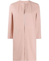 DROMe Straight Fit Leather Coat - Pink