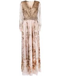 Alberta Ferretti - Floral Snakeskin-Print Evening Dress - Lyst