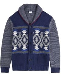 Fay - Geometric-Pattern Shawl-Collar Cardigan - Lyst