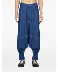 Sulvam - Contrast-Stitch Drop-Crotch Jeans - Lyst