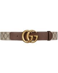 Gucci - Double G Buckle GG Supreme Canvas & Leather Belt - Lyst