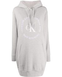 Calvin Klein Pulloverkleid mit Kapuze - Grau