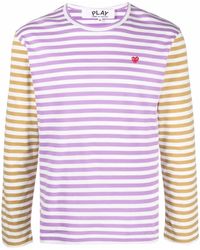 COMME DES GARÇONS PLAY - Logo-embroidered Striped T-shirt - Lyst