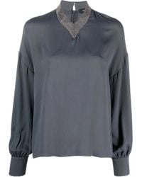 Fabiana Filippi - Bead-Embellished Long-Sleeve Blouse - Lyst