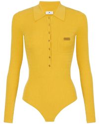 Elisabetta Franchi - Micro-Braided Knit Bodysuit - Lyst