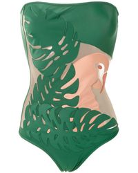 Adriana Degreas Panelled Swimsuit - Green