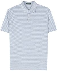 Zanone - Striped Cotton Linen Polo Shirt - Lyst