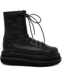 Yohji Yamamoto - Oil-Leather Zip Military Boots - Lyst