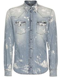 Dolce & Gabbana - Bleach Wash Stretch Denim Shirt - Lyst