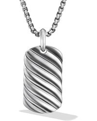 David Yurman - Sterling Silver Sculpted Cable Tag Pendant - Lyst