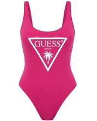 Guess - Logo-Print Scoop-Neck Swimsuit - Lyst