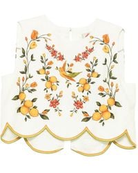 FARM Rio - Printed Scalloped-Hem Blouse - Lyst