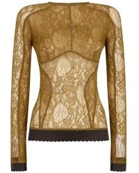 The Attico - Sheer Lace Long-Sleeve T-Shirt - Lyst