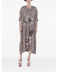 Biyan - Opened-Sleeve Printed Midi Dress - Lyst