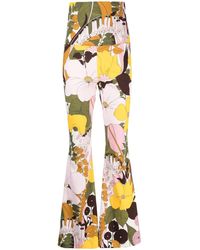 La DoubleJ - Floral-Print Flared Trousers - Lyst