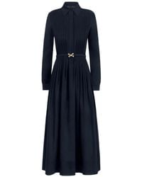 Oscar de la Renta - Bow-Belt Pleated Flared Midi Shirt Dress - Lyst