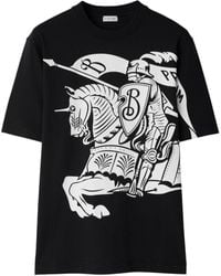 Burberry - T-Shirt mit Equestrian Knight-Print - Lyst
