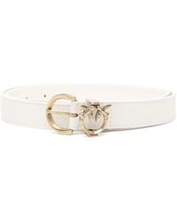 Pinko - Tumbled Leather Belt With Love Birds Detail - Lyst