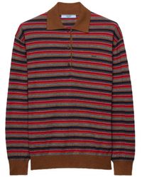 Prada - Striped Cashmere Polo Sweater - Lyst