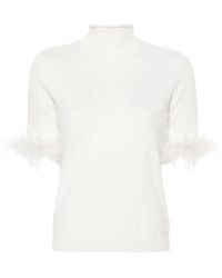 Twinset - Feather-Cuffs Short-Sleeve Jumper - Lyst