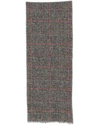 Destin - Check-Pattern Fringed Scarf - Lyst